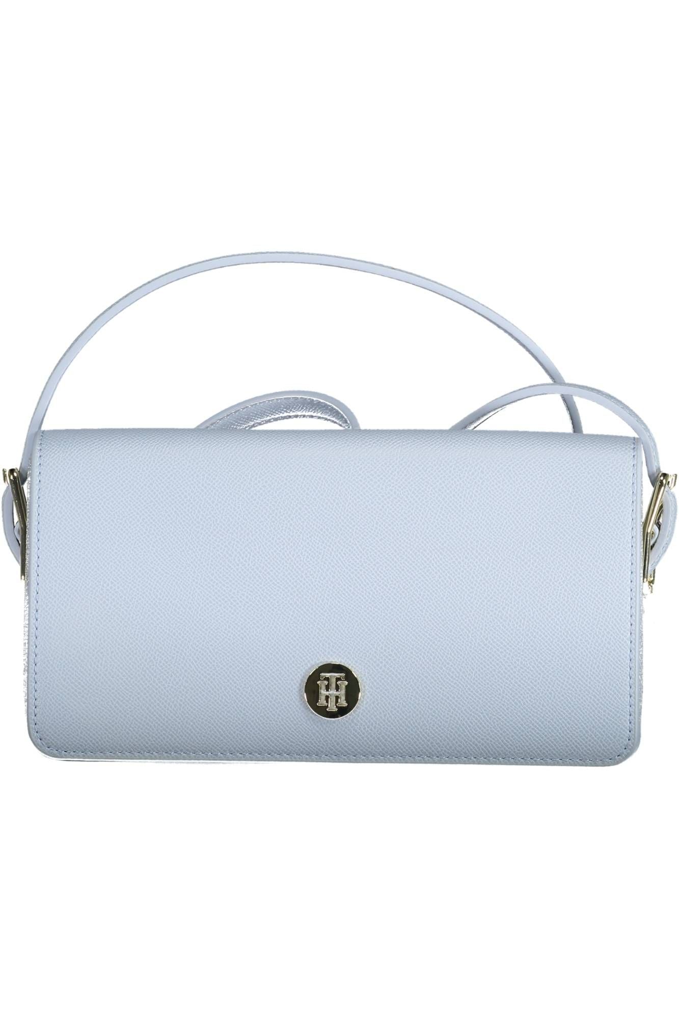Light Blue Polyurethane Women Handbag