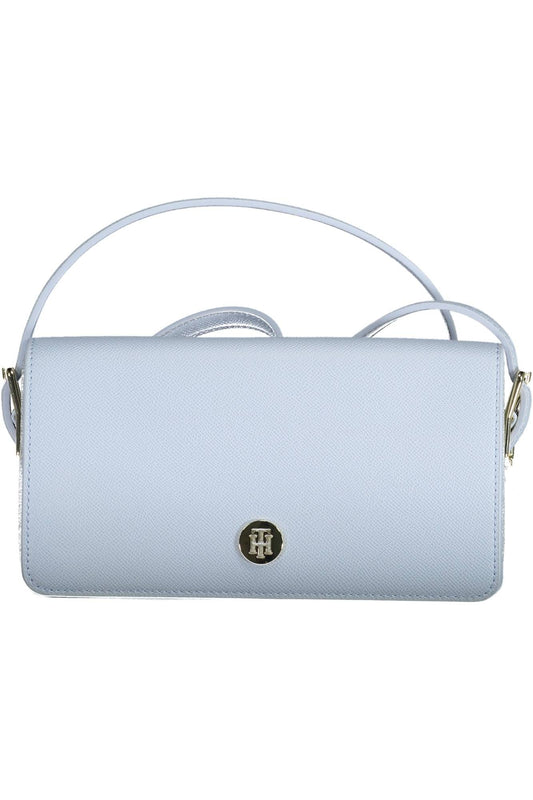 Light Blue Polyurethane Women Handbag