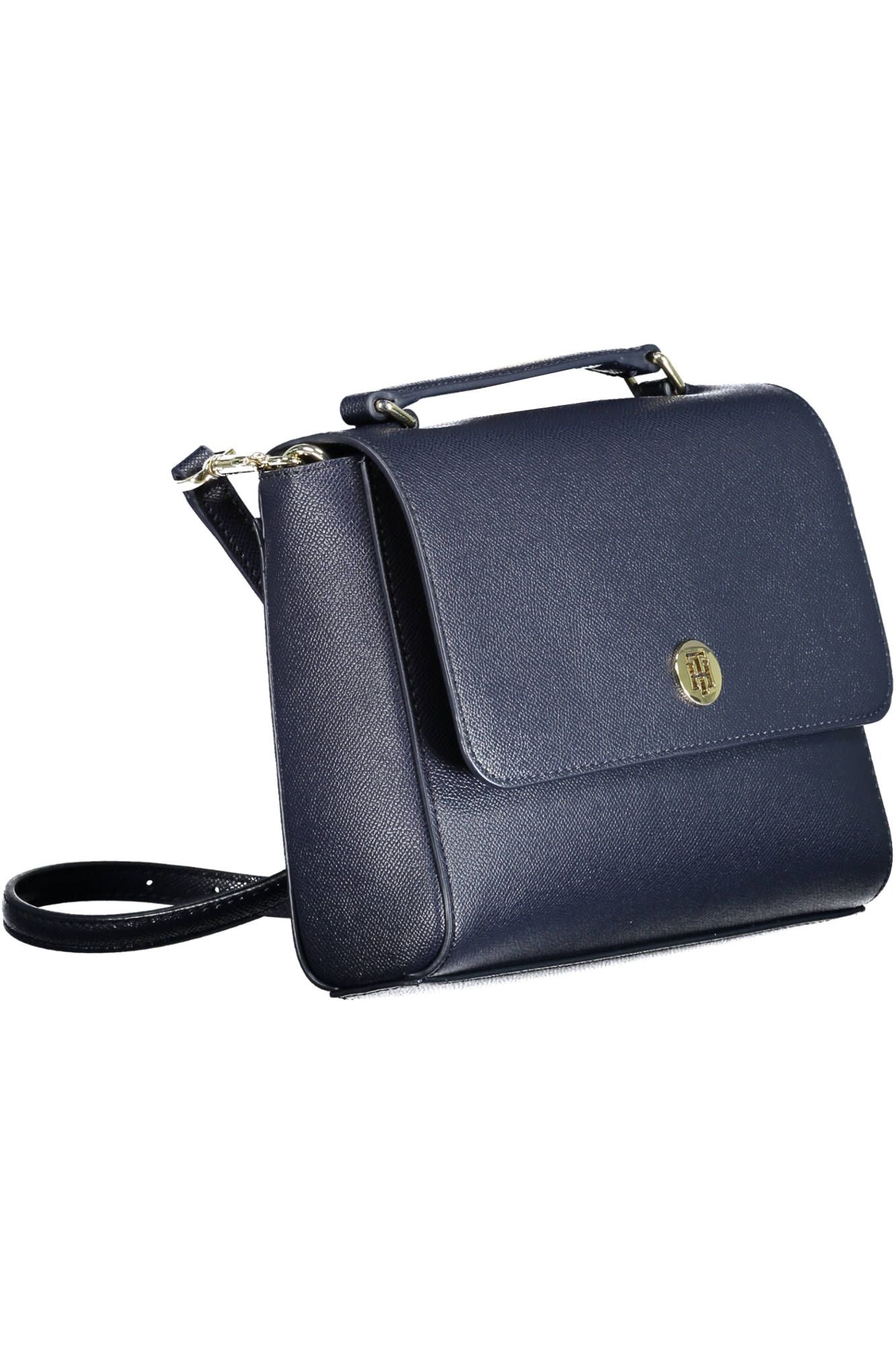 Blue Polyurethane Women Handbag