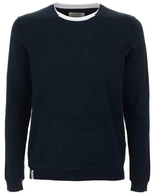 Blue Cotton Men Sweater