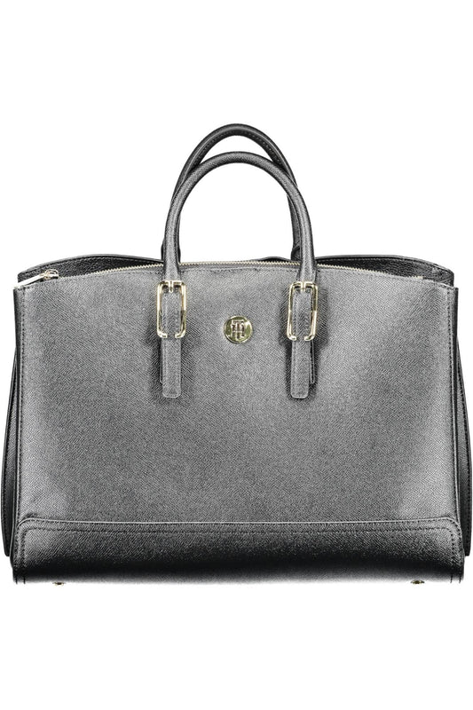 Black Polyurethane Women Handbag