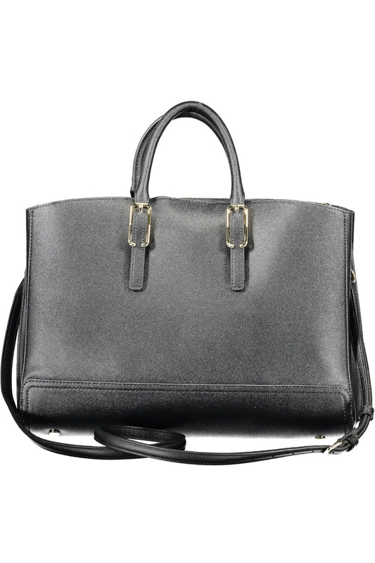 Black Polyurethane Women Handbag