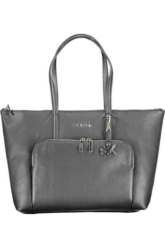 Black Polyurethane Women Handbag