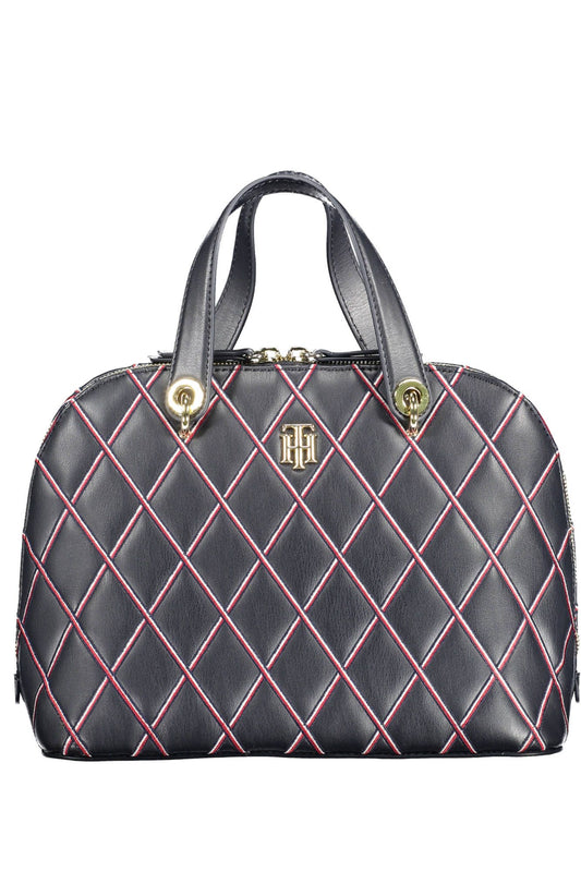 Blue Polyurethane Women Handbag
