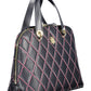 Blue Polyurethane Women Handbag
