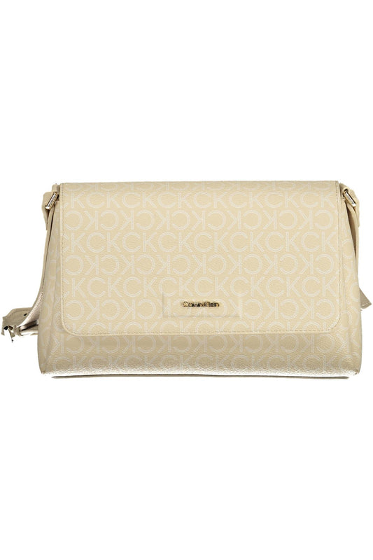 Beige Polyester Women Handbag