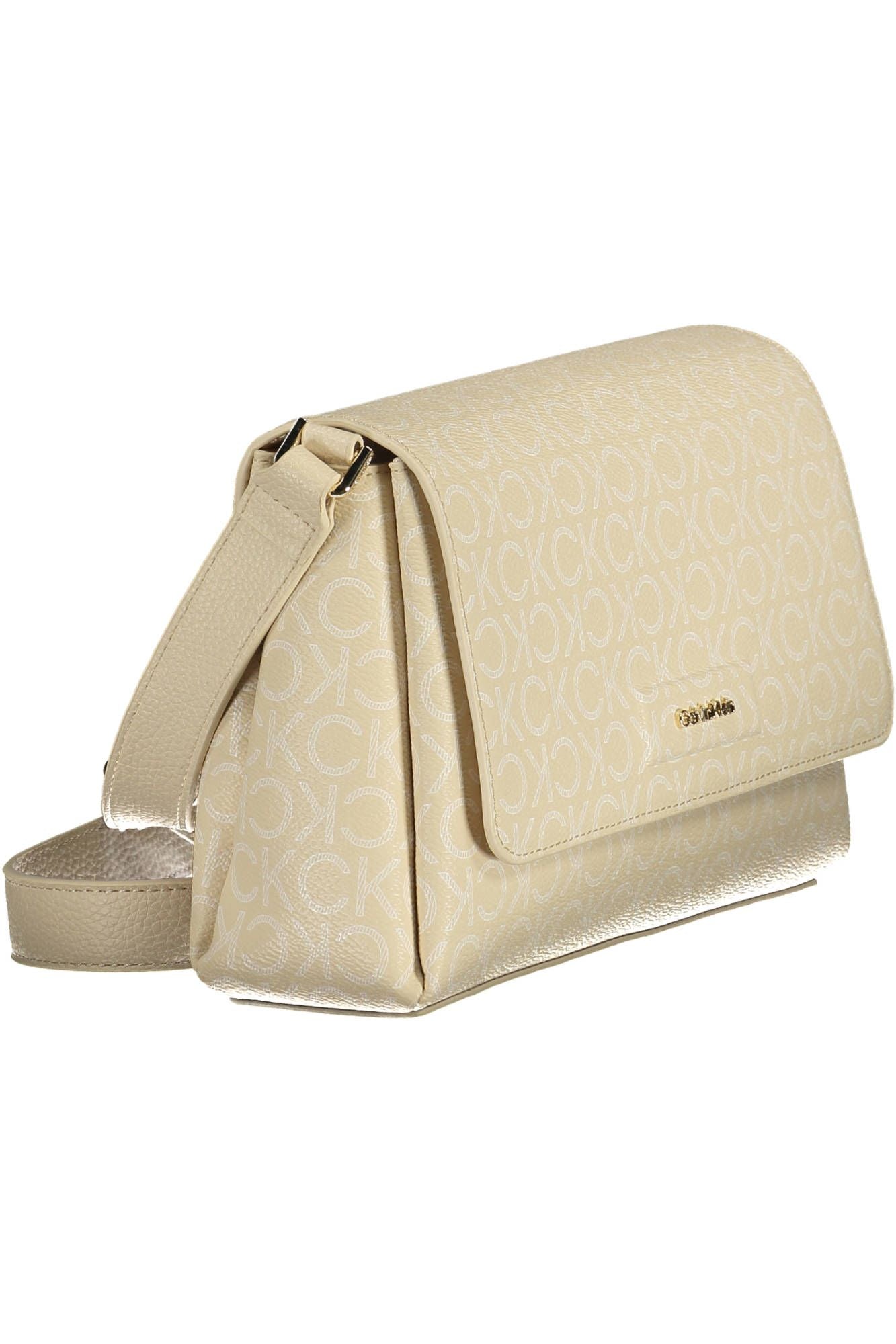 Beige Polyester Women Handbag