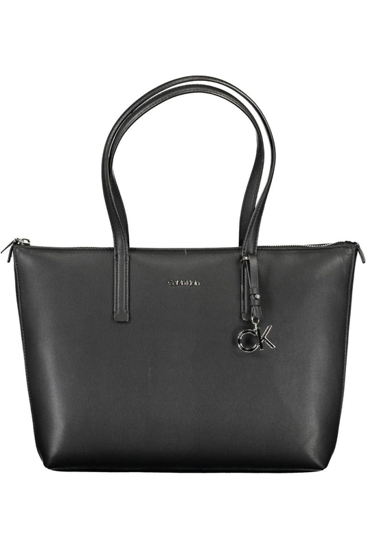 Black Polyester Women Handbag