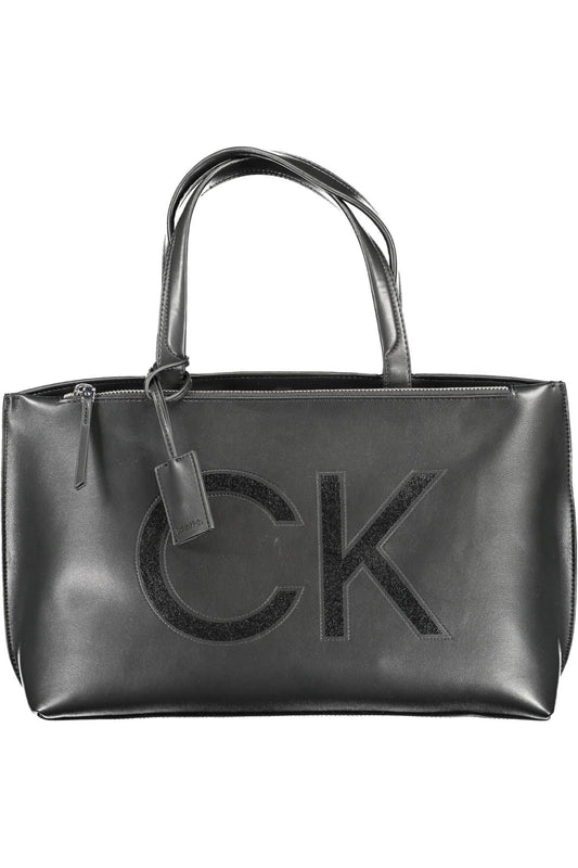 Black Polyurethane Women Handbag
