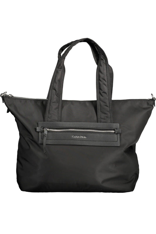 Black Polyester Women Handbag