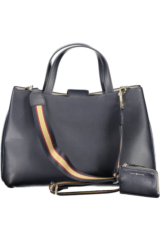 Blue Polyester Women Handbag