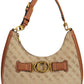 Brown Polyurethane Women Handbag