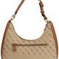 Brown Polyurethane Women Handbag