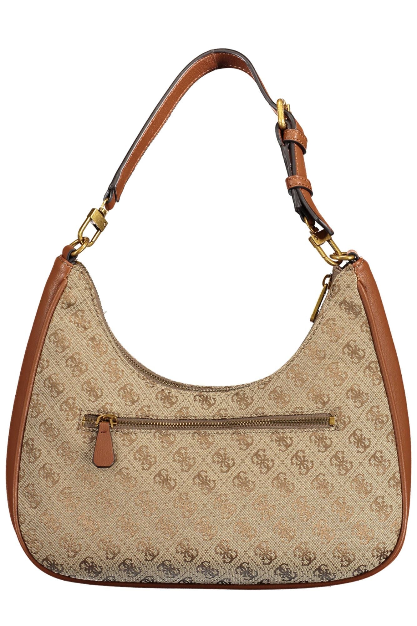 Brown Polyurethane Women Handbag