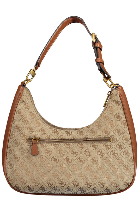 Brown Polyurethane Women Handbag