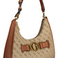Brown Polyurethane Women Handbag