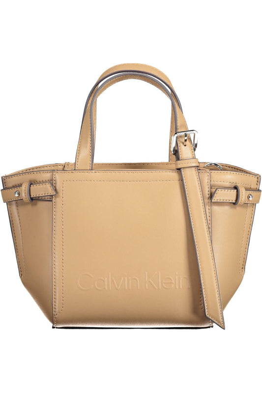 Brown Polyester Women Handbag