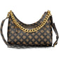 Brown Polyurethane Women Handbag