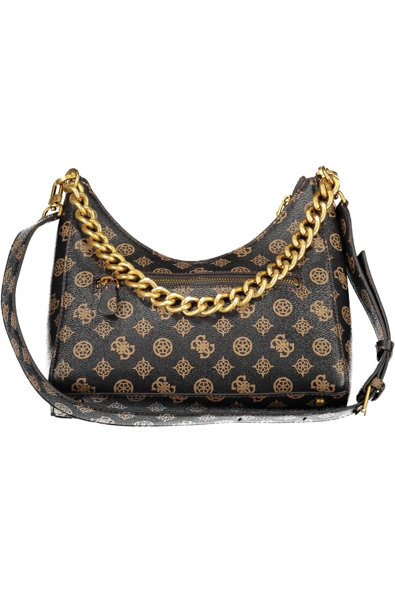 Brown Polyurethane Women Handbag