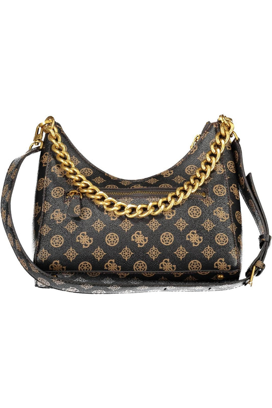 Brown Polyurethane Women Handbag