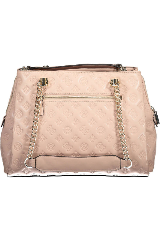 Pink Polyurethane Women Handbag
