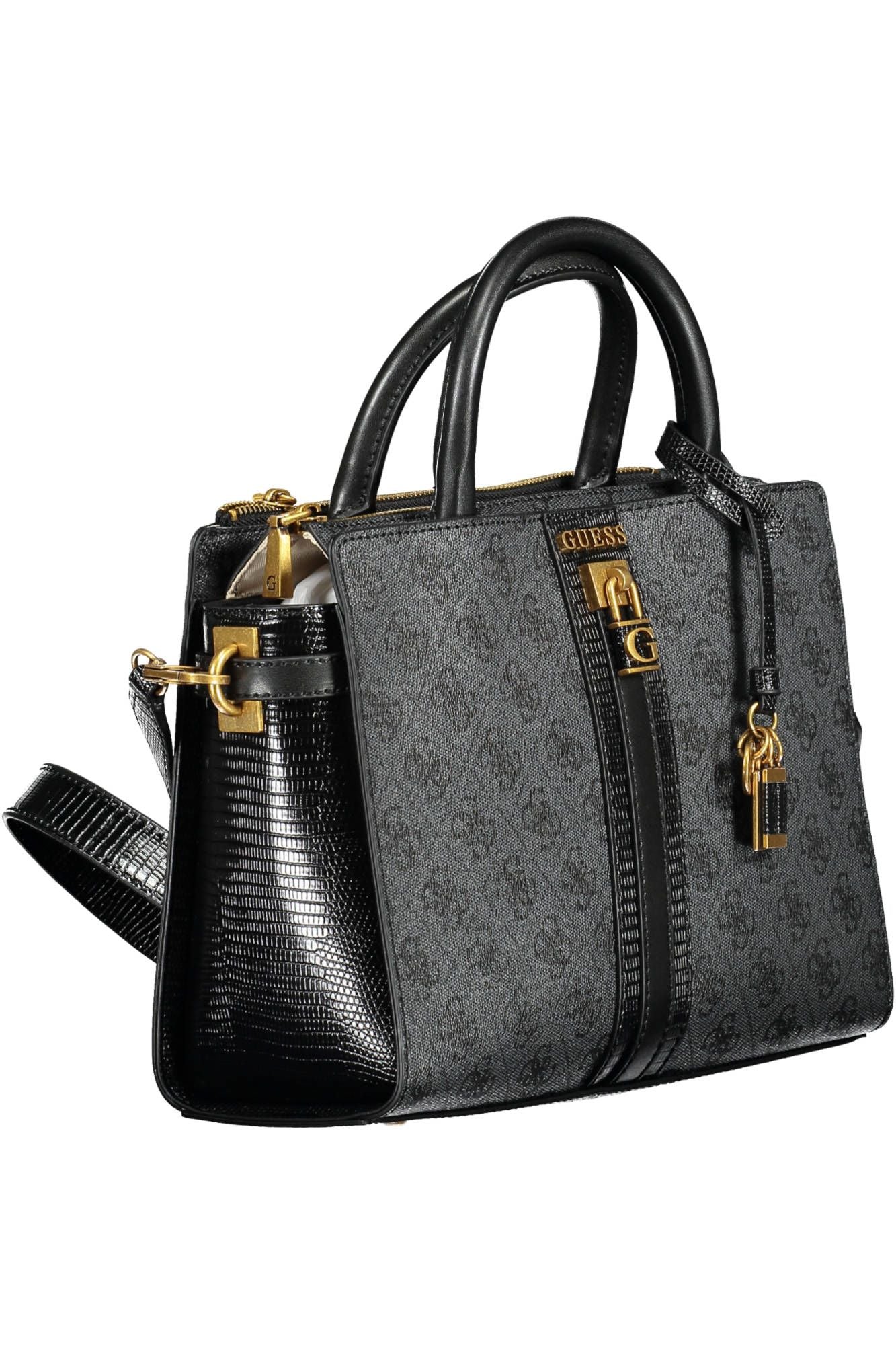 Black Polyurethane Women Handbag