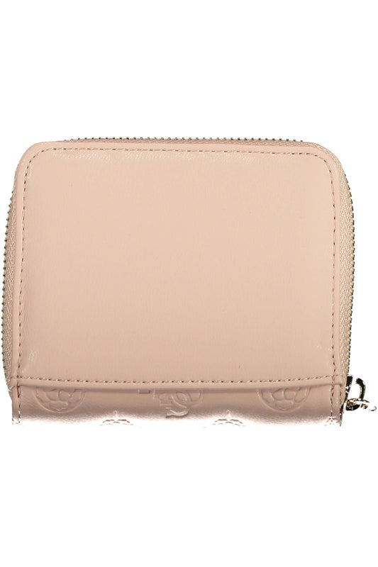 Pink Polyurethane Women Wallet
