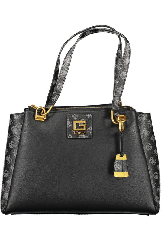 Black Polyurethane Women Handbag