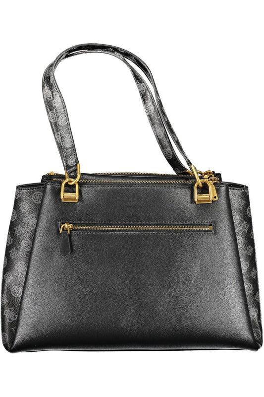 Black Polyurethane Women Handbag