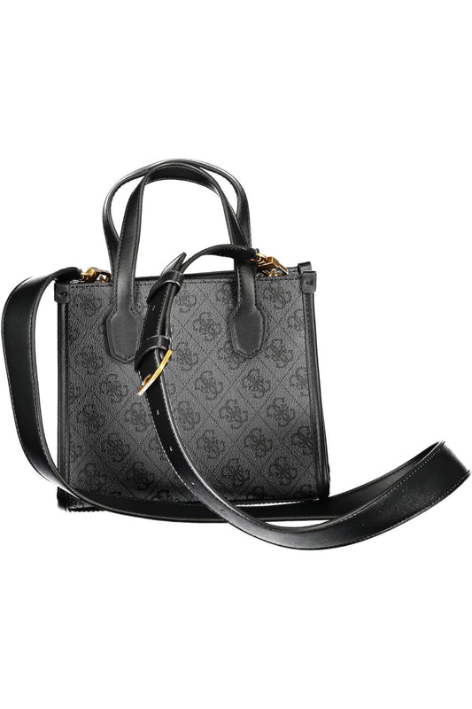Black Polyurethane Women Handbag