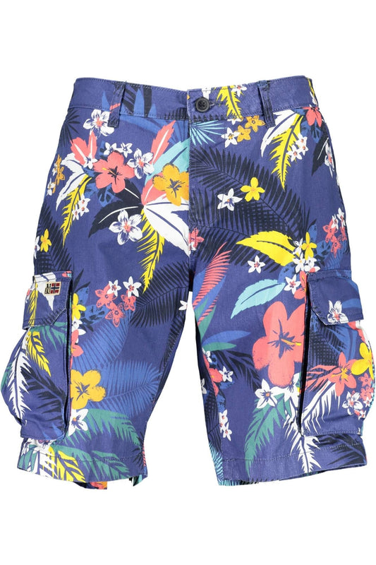 Blue Cotton Men Bermuda