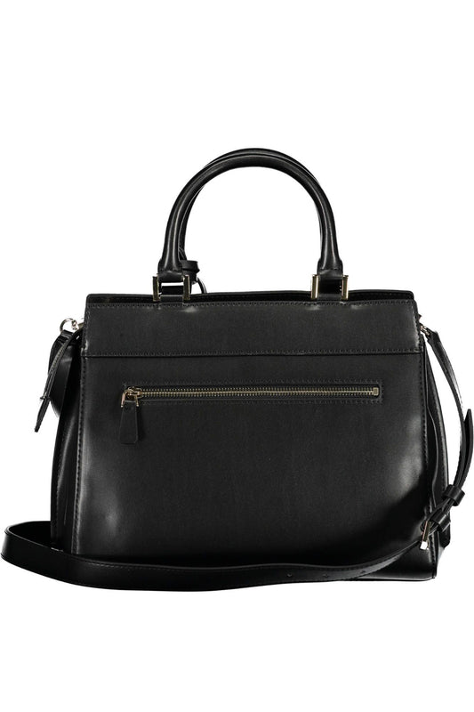 Black Polyurethane Women Handbag