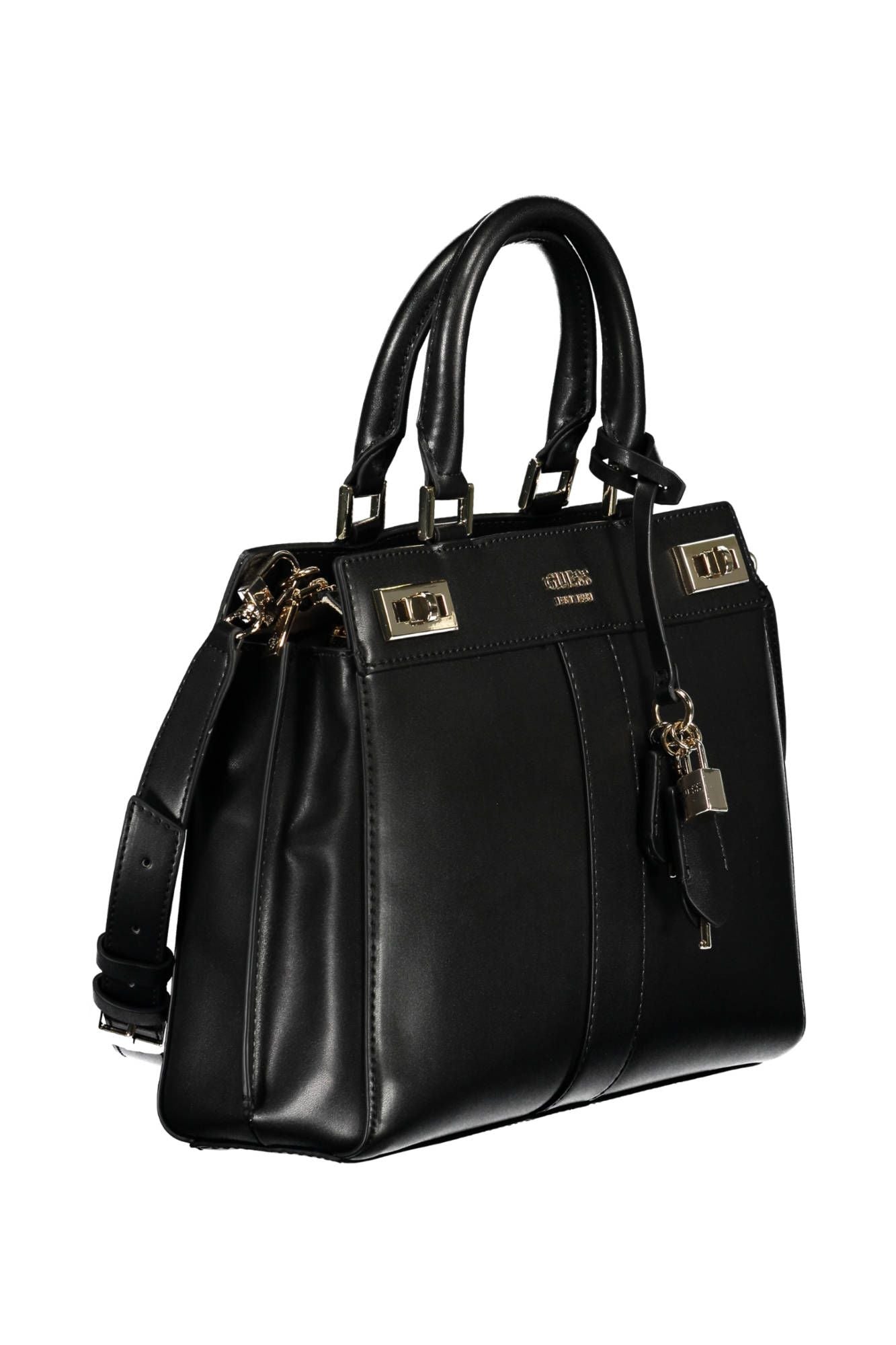 Black Polyurethane Women Handbag