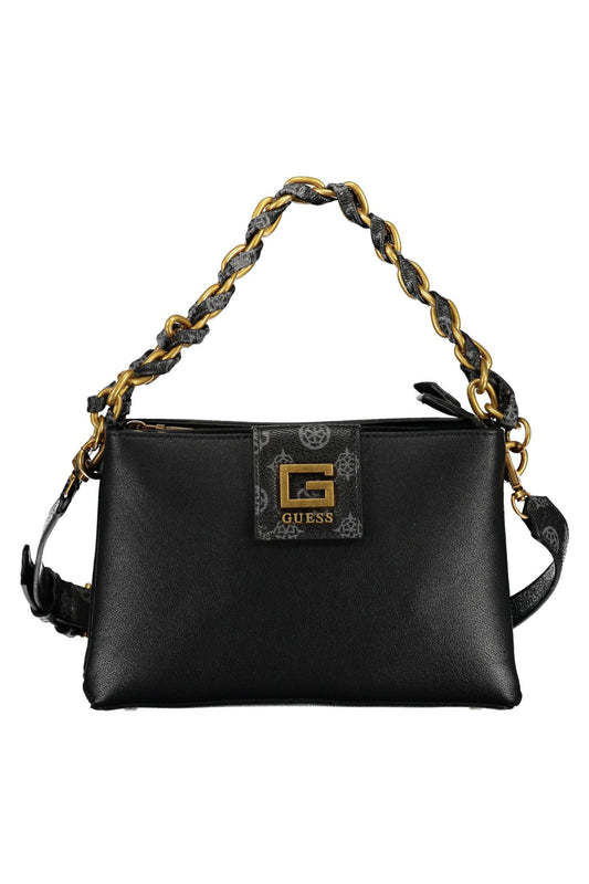 Black Polyurethane Women Handbag