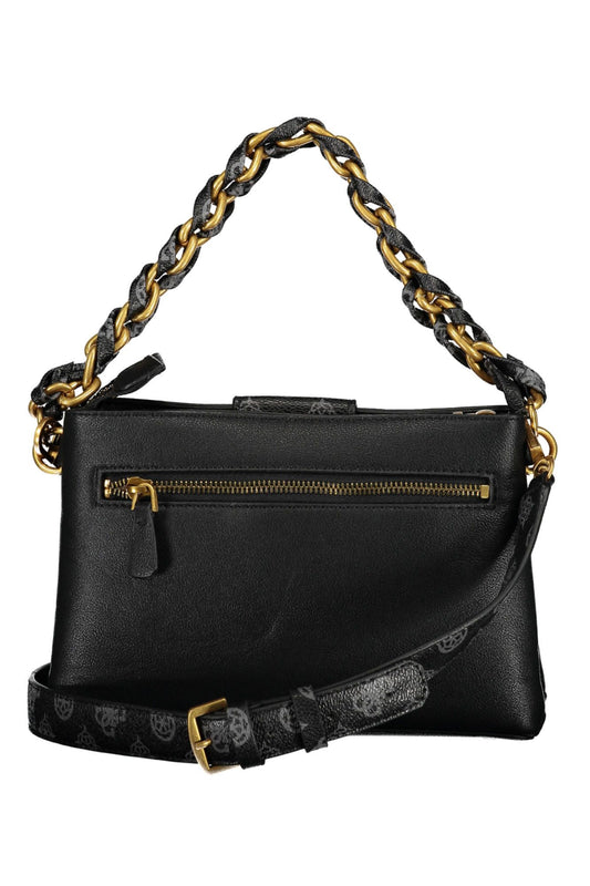 Black Polyurethane Women Handbag