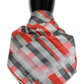 Elegant Silk Checkered Scarf in Gray and Red