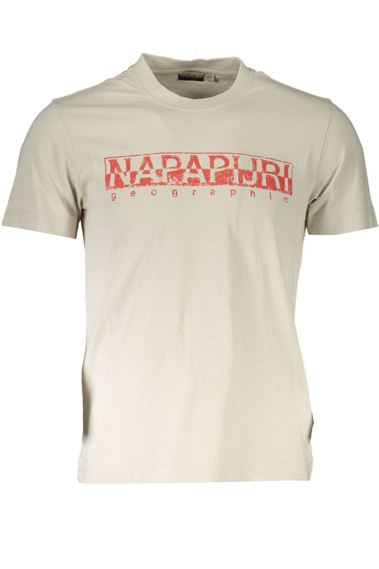 Beige Cotton Men T-Shirt