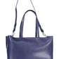 Blue Polyurethane Women Handbag