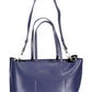 Blue Polyurethane Women Handbag