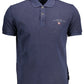 Blue Cotton Men Polo