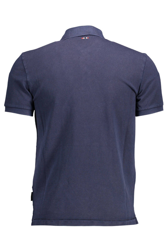 Blue Cotton Men Polo