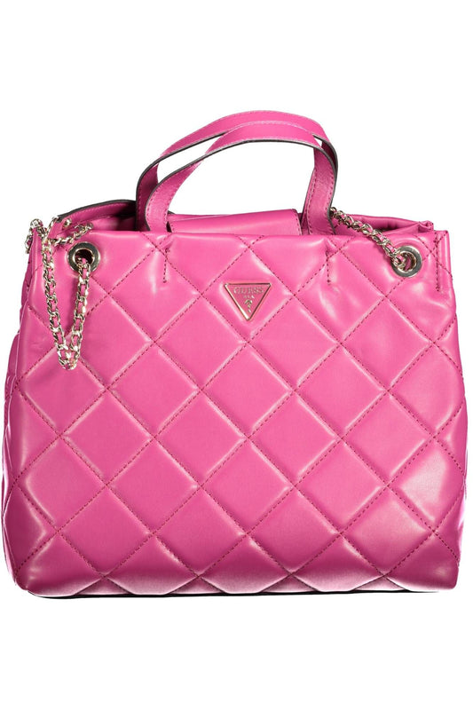 Pink Polyurethane Women Handbag