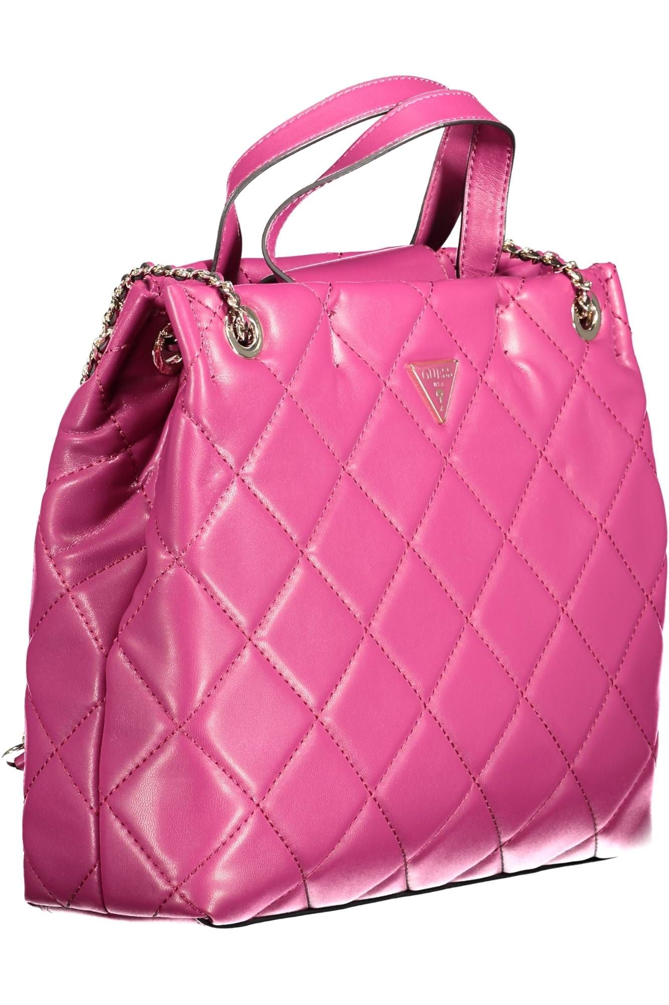 Pink Polyurethane Women Handbag