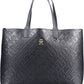 Blue Polyurethane Women Handbag