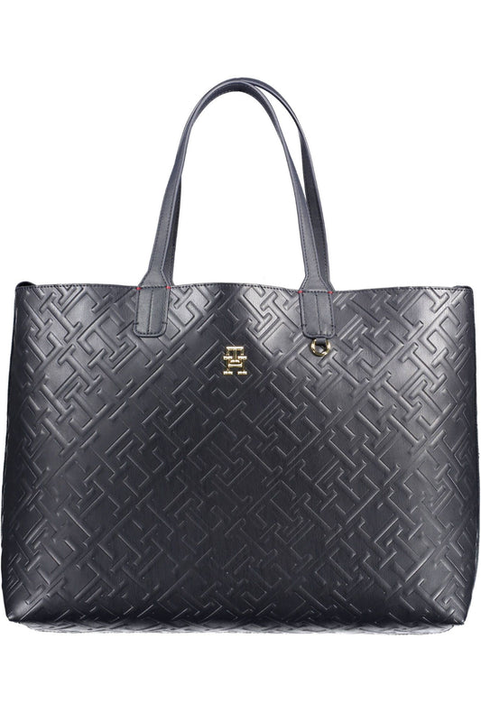 Blue Polyurethane Women Handbag