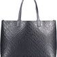 Blue Polyurethane Women Handbag