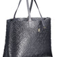 Blue Polyurethane Women Handbag