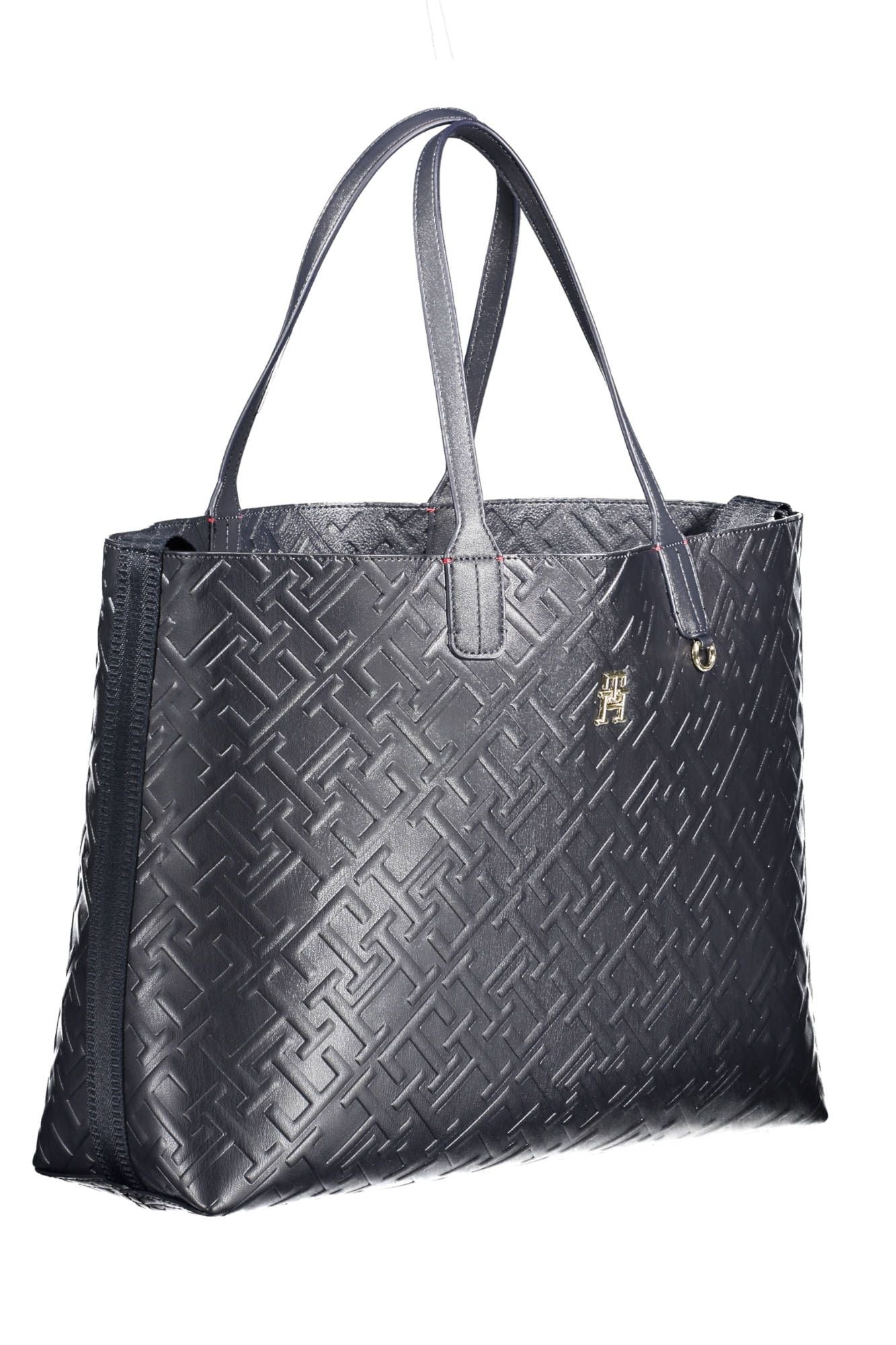 Blue Polyurethane Women Handbag