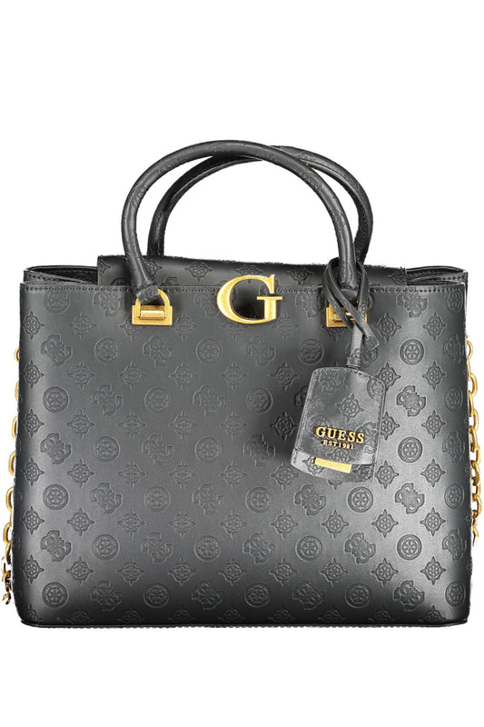 Black Polyurethane Women Handbag