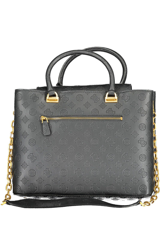 Black Polyurethane Women Handbag